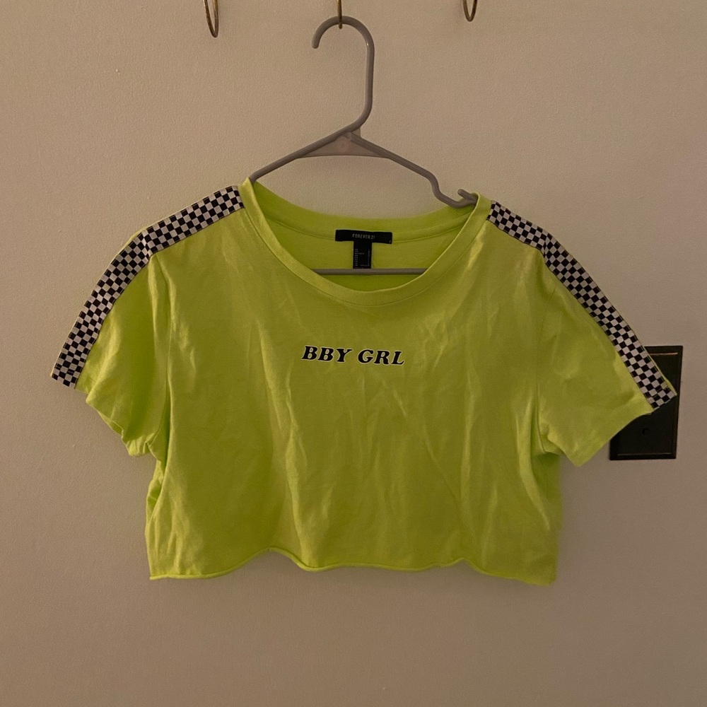 Forever 21 Neon Cropped Shirt Size Large